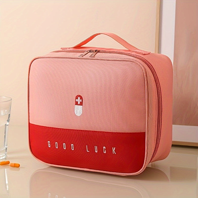 Nylon medicine organizer with zipper for couples, ideal for travel and home storage.