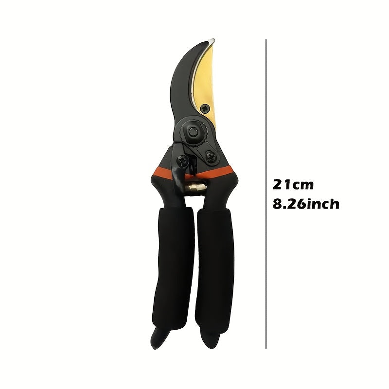 1pc 8.5-inch Titanium Bypass Pruning Shears, Heavy-Duty Metal Garden Scissors for Efficient Trimming