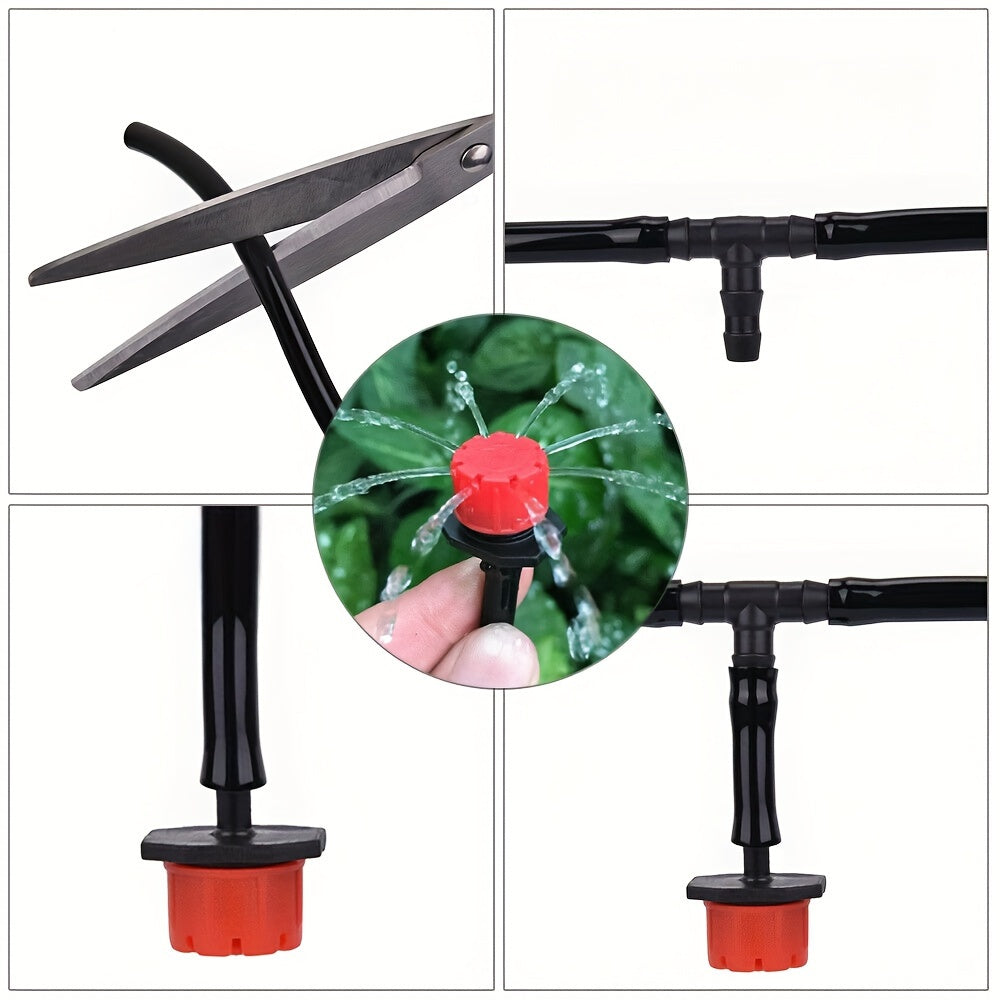 1pc Black Plastic Drip Irrigation System with Micro Sprinkler for Lawn and Garden, Requires No Power, Suitable for Self-Watering of Garden Plants.