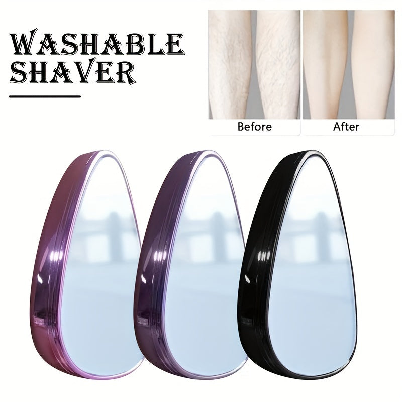 Waterproof nano hair eraser with purple handle for painless exfoliation on various body areas.