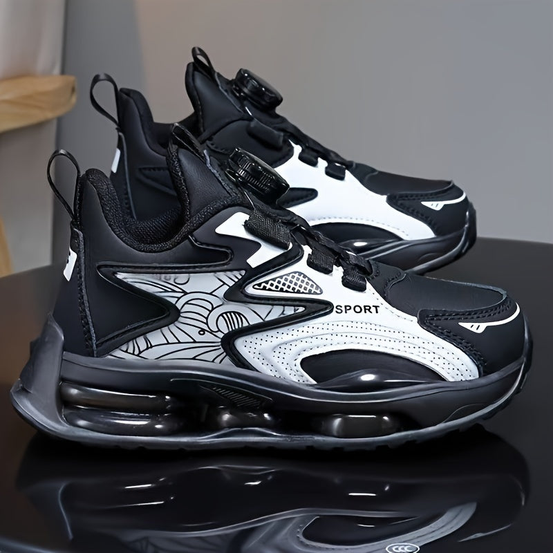 Waterproof boys' fashion sneakers with rotating buckle feature a non-slip jelly sole for running and casual wear in the Spring/Fall collection.