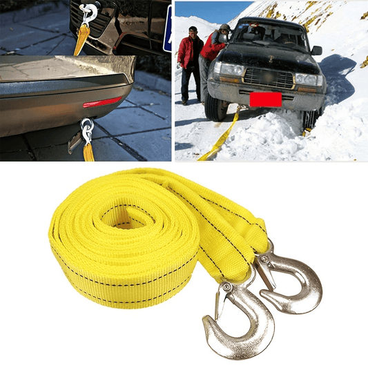 4m Heavy-Duty Towing Rope with Hooks, Ultra-Strength Nylon Recovery Strap, Reinforced Eyelets, Soft-Loop Ends, Water-Resistant Storage Bag for Towing, Off-Road, Recovery