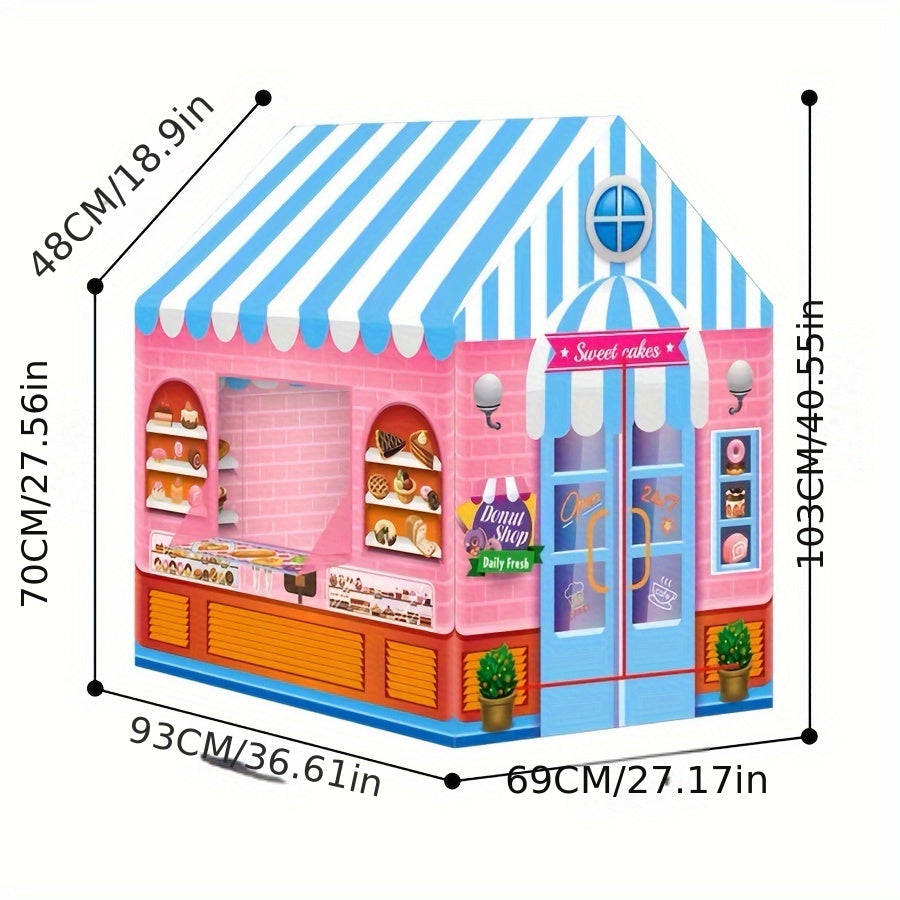 Dessert-themed playhouse tent for children, ideal for indoor and outdoor play, suitable for both girls and boys.