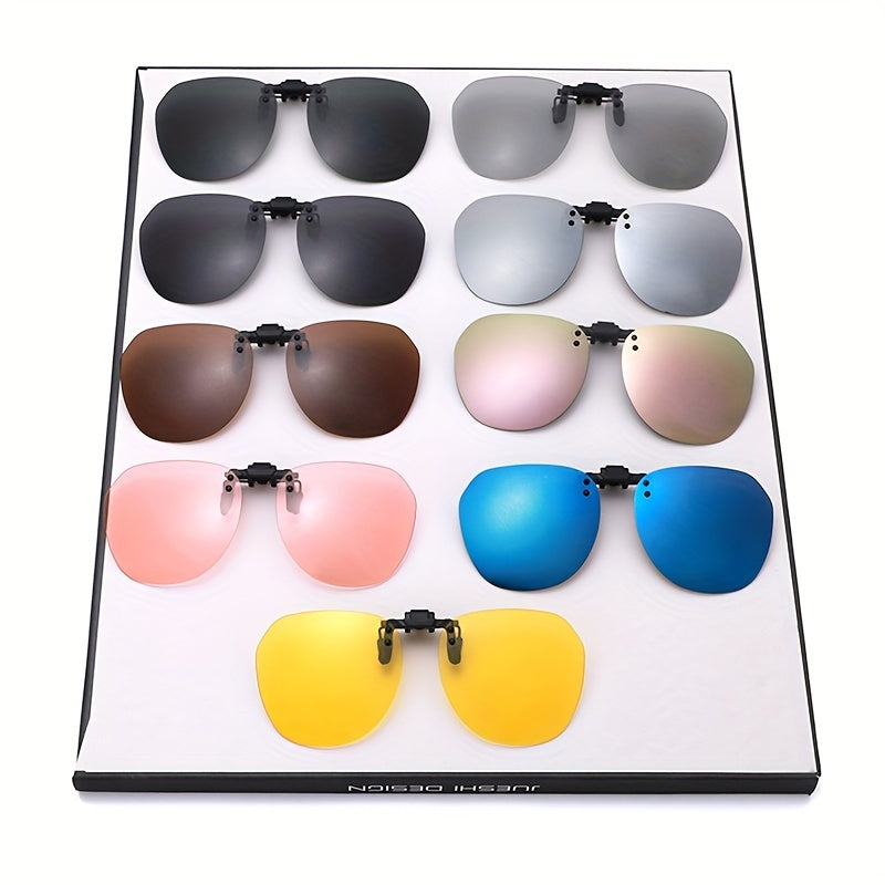 Adjustable unisex driving sunglasses clips that can be flipped up for ultra-light driving, providing protection against ultraviolet rays and harmful rays.