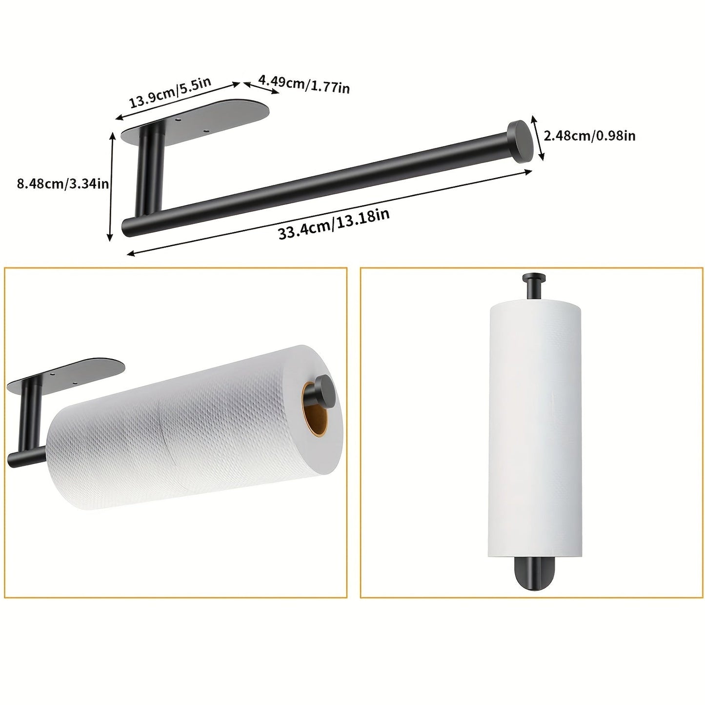 Get the 1PSC Self Adhesive Paper Towel Holder for a convenient solution in your kitchen or bathroom. This under cabinet holder requires no drilling, making it easy to install and durable for long-lasting use. Perfect for keeping paper towels within reach