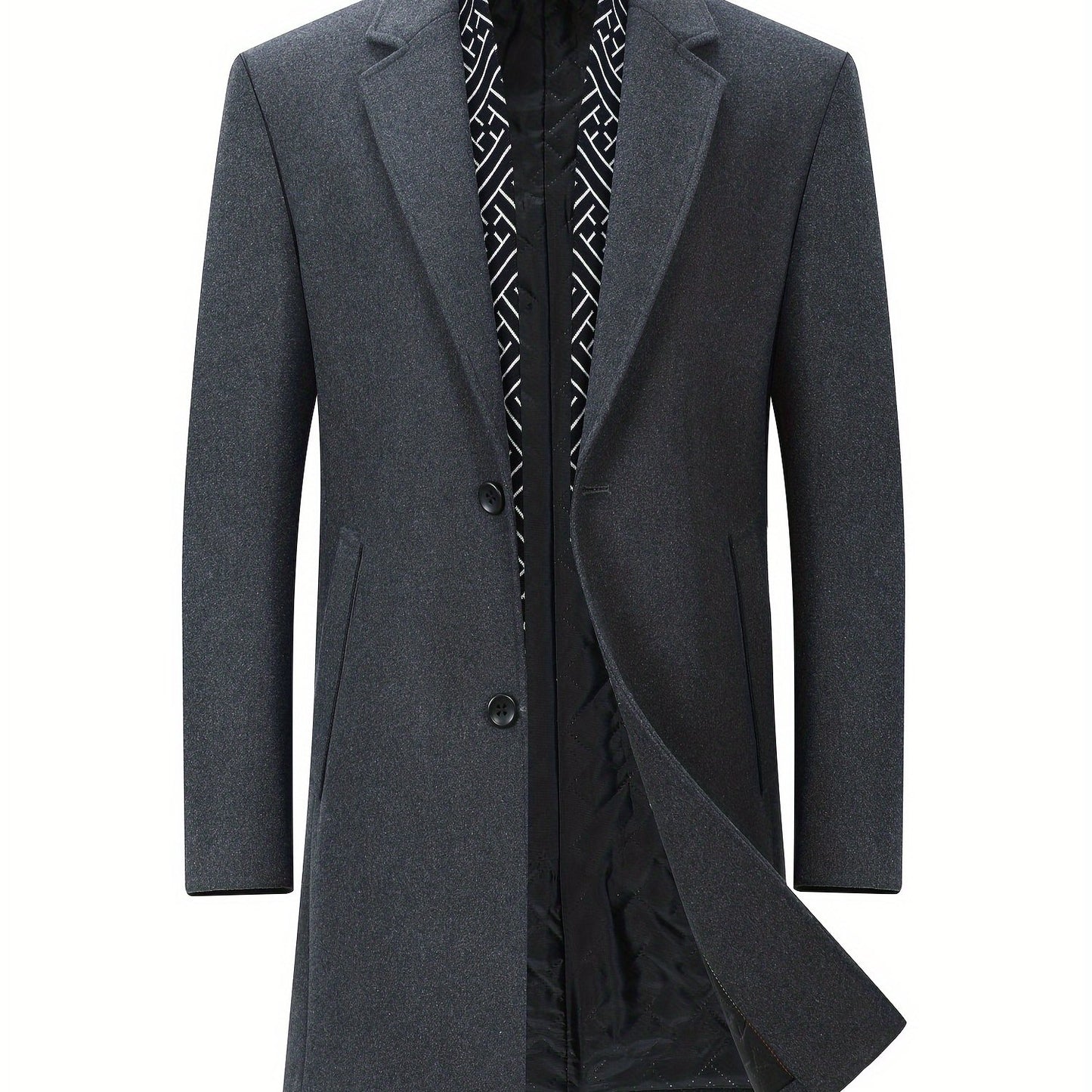 New Men's Wool Coat with Scarf Collar - Relaxed Style, Mid-Length, Suitable for Casual Outings