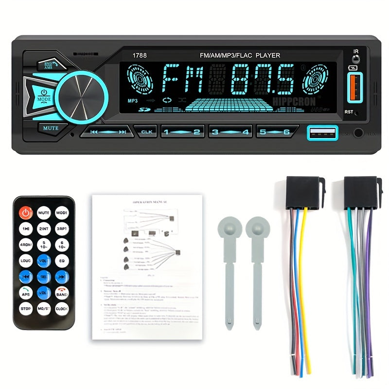 1pc Car Radio Stereo 1din MP3 Player with 60Wx4 FM Receiver, Remote Control, AUX/USB/TF Card Input Kit