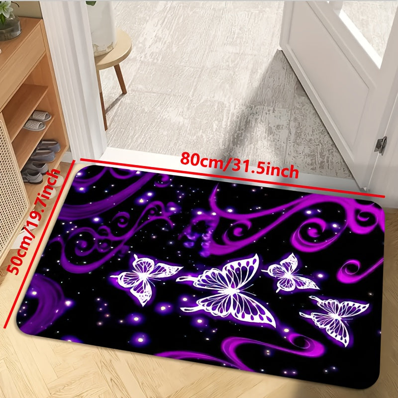 Soft Butterfly Kitchen Mat Set with Non-slip and Oil-proof Features - This waterproof runner mat is dirt-resistant and perfect as an entrance doormat or for use in the kitchen, living room, laundry room, or bathroom. The water-absorbing floor mat set is