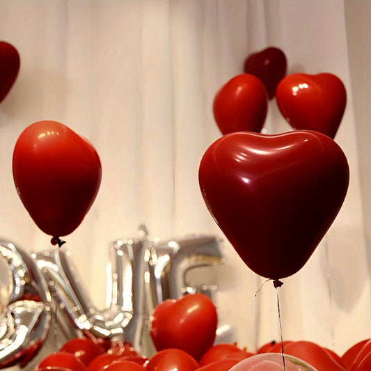 30 Romantic red heart-shaped balloons perfect for various celebrations, no electricity required.