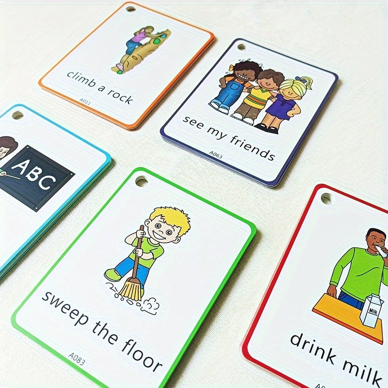 Total Physical Response flash cards for English language learning, includes 50 cards for ages 4-12.