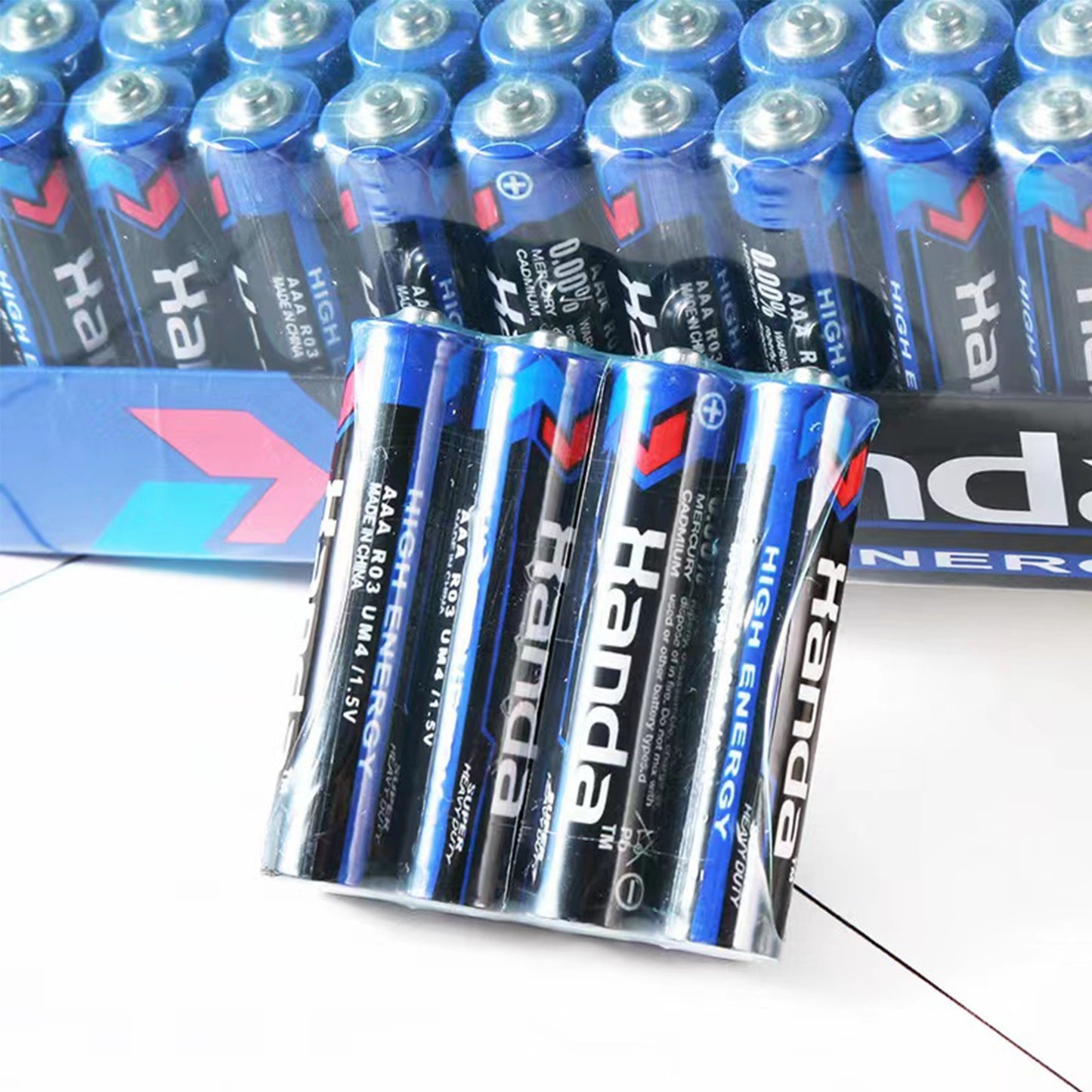 60 HANDA AAA Carbon Batteries, 1.5V - Durable and safe for low energy electronics.