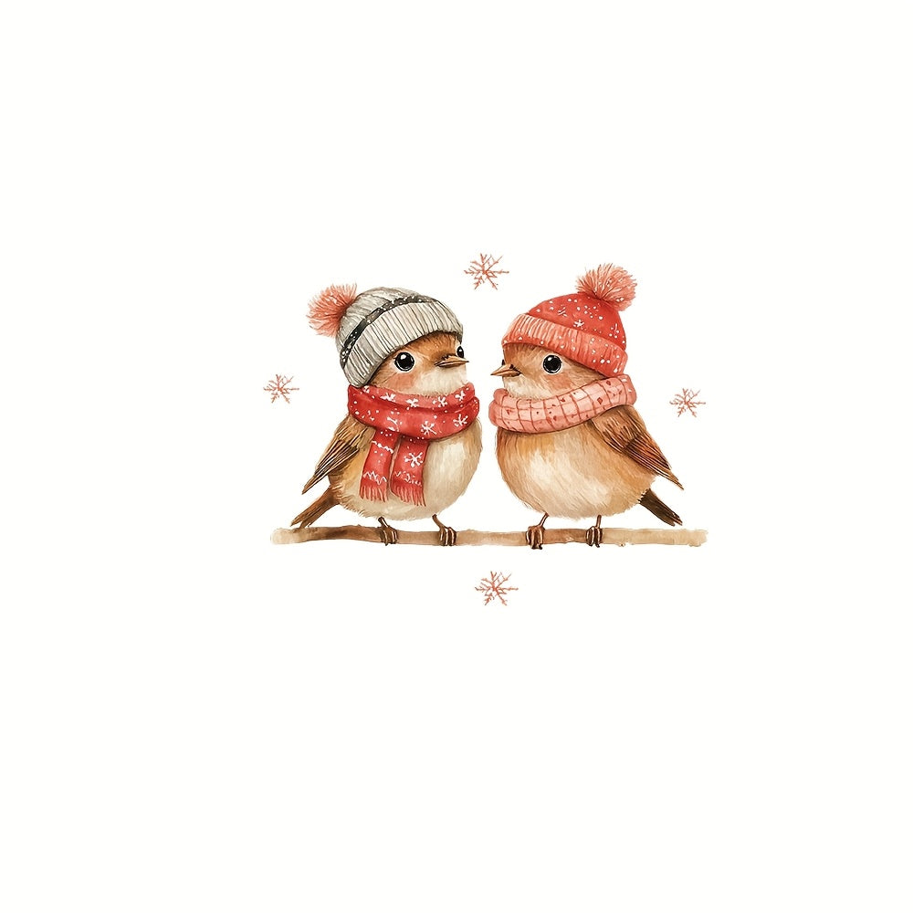 Celebrate the holiday season with our Festive Christmas Bird Window Cling. Featuring adorable cartoon birds wearing knitted hats and scarves, this removable and reusable cling has a semi-matte finish that is ideal for decorating windows, doors, walls