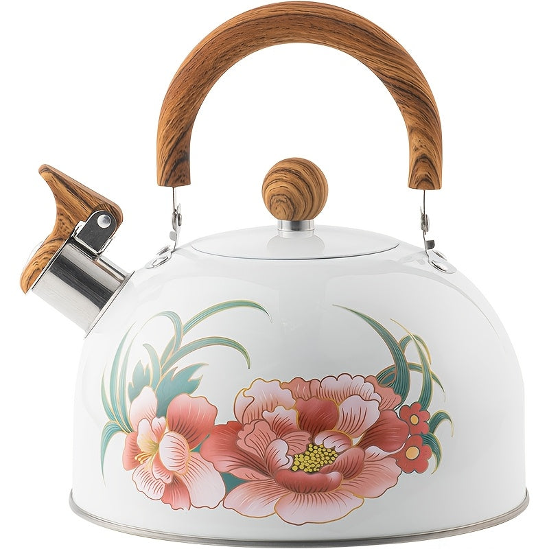 Chinese-style 3L stainless steel whistling tea kettle with handle, uncharged and suitable for stove top use.