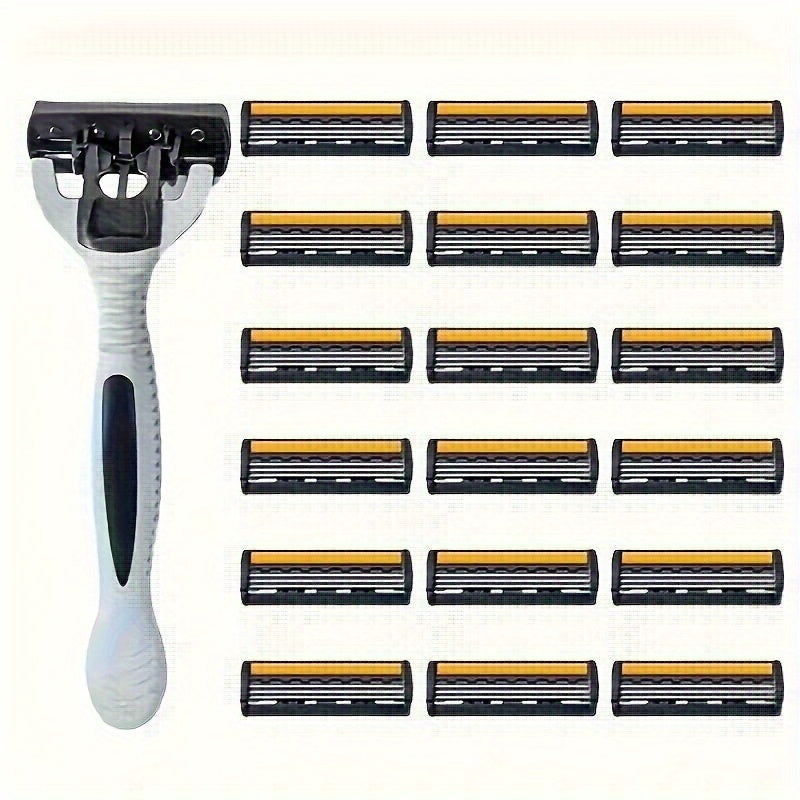 Premium 3-pack men's safety razor set with sharp 3-layer blades, ergonomic design, stainless steel head, and replaceable parts for smooth shaving on beard, mustache, underarm, and leg hair