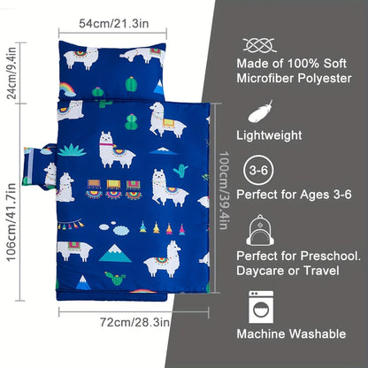 BEEWEED Soft Microfiber Nap Mat is ideal for children aged 3-6, making it a great portable travel sleeping pad with a removable pillow and carry handle. Perfect for preschool daycare, this blue nap mat is perfect for Christmas and Thanksgiving.