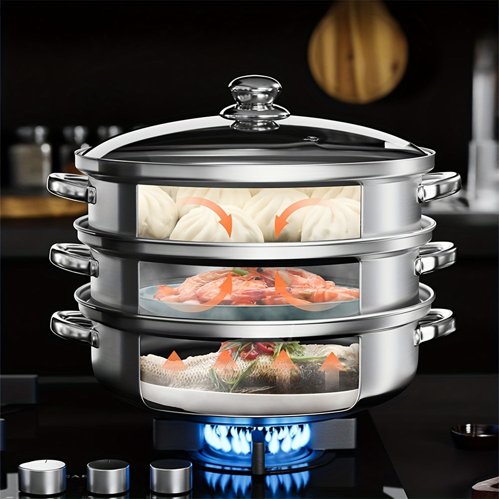 Silver multi-layer soup steamer