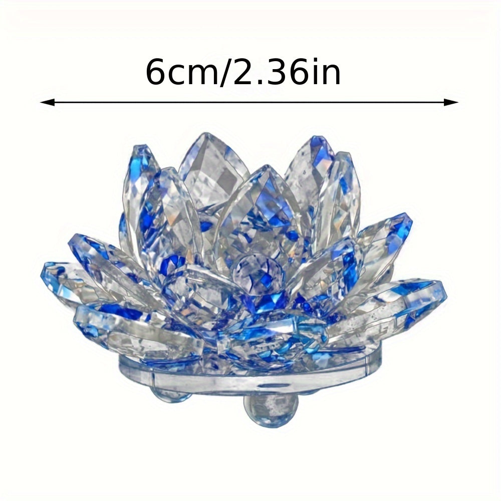 Crystal lotus figurine for home or wedding decoration, glass craft collectible, table ornament, souvenir gift.