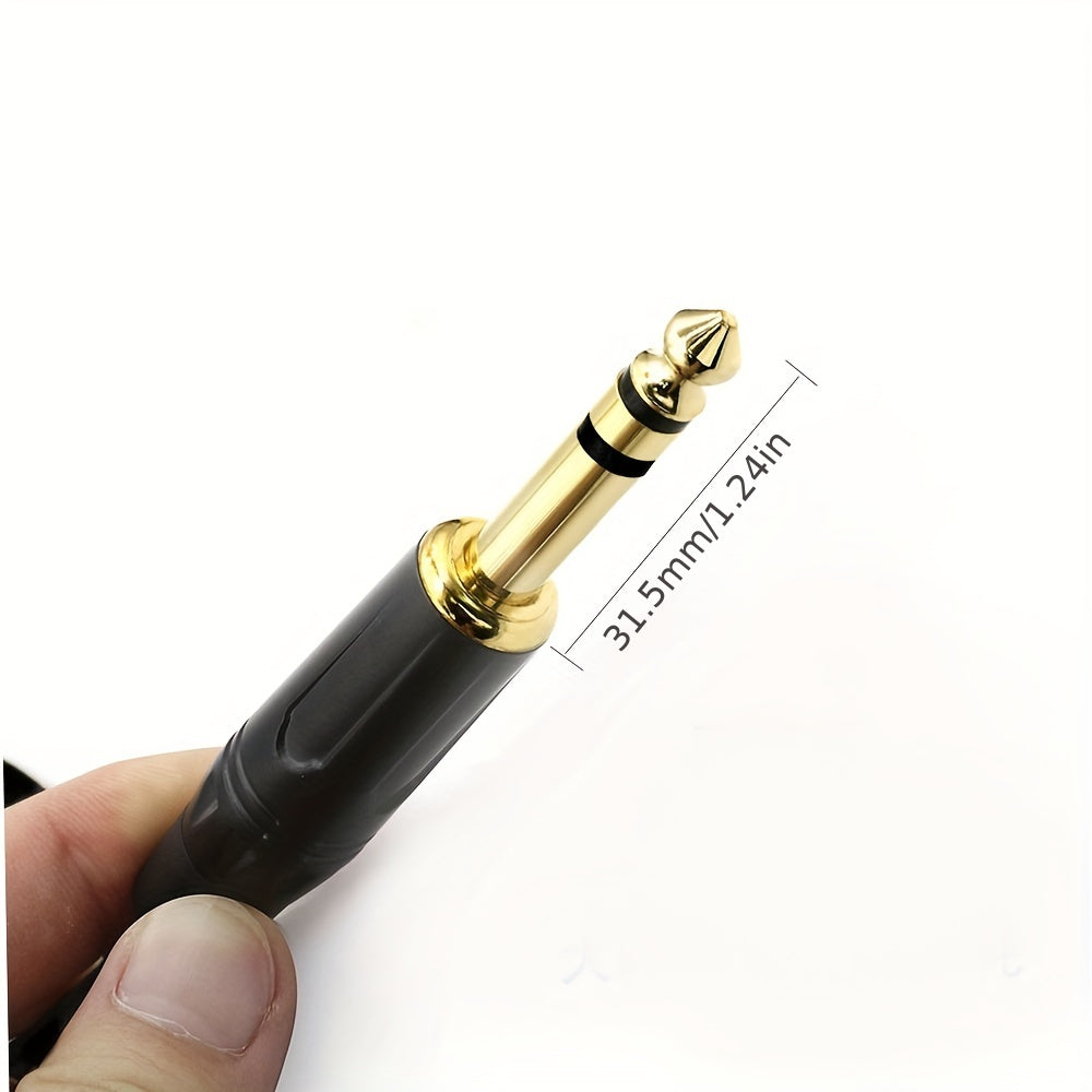 Two 1/4 Inch TRS Instrument Cables with 90 Degree Right-Angled to Straight connectors, suitable for various musical instruments and equipment.