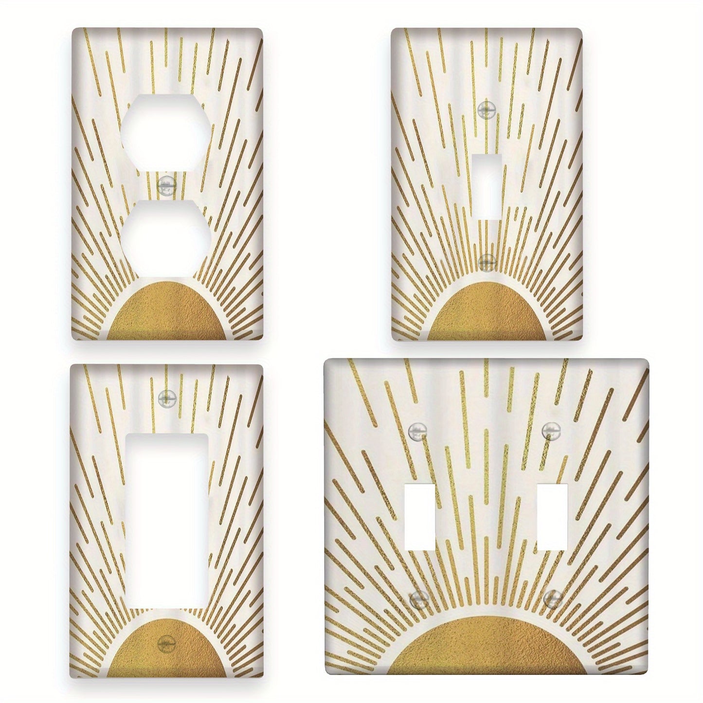 Golden sunrise light switch cover made of unbreakable polycarbonate for kitchen and home office.