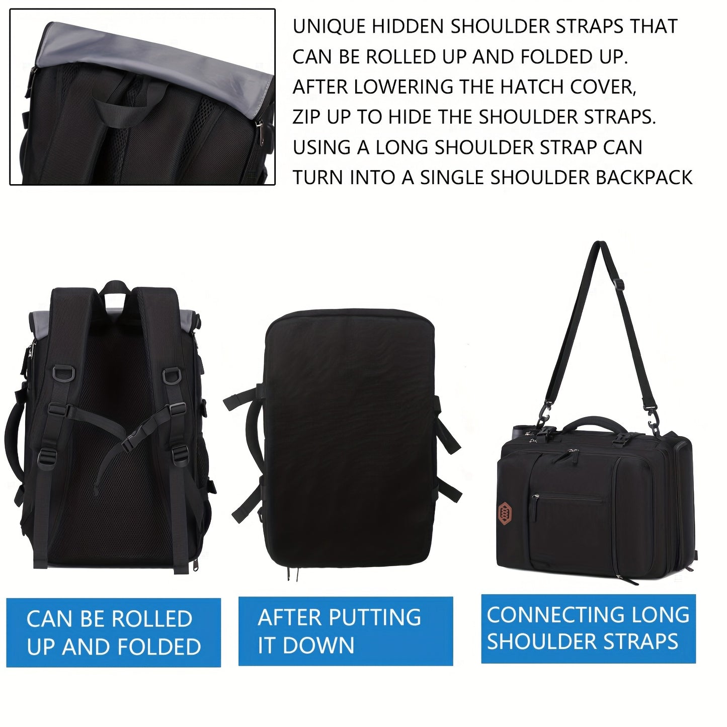 Large, durable backpack with shoe compartment, USB port, and 17-inch laptop compartment, ideal for college or business use.