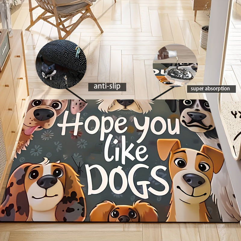 Soft and Thick Adorable Cartoon Dog Door Mat - Machine Washable with Non-Slip Backing | Perfect for Kitchen, Living Room, or Bedroom | Decorative Indoor Entrance Rug