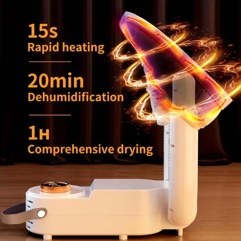 Портативный сушитель обуви из медного сплава с таймером на 2 часа, устраняющий запахи, с автоматическим отключением, с европейской стандартной вилкой, с компактным дизайном для всей обуви, не требует батареек.