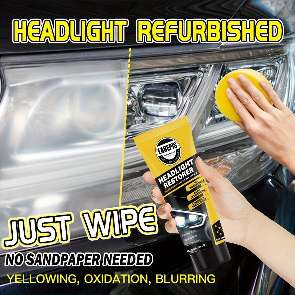 Revive Your Car Headlights with 1pc AutoHeadlight Restoration Cream - Effectively Removes Scratches, Oxidation, and Restores Brightness - No Power or Batteries Required - Easy to Use Car Headlight Repair Solution for Maintenance and Refurbishment