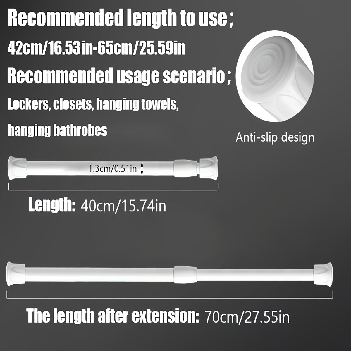 Телескопическая штанга с сильной пружиной, легкая в установке, подходит для различных применений, таких как занавеска для душа, поддержка для гардероба, полотенцедержатель.