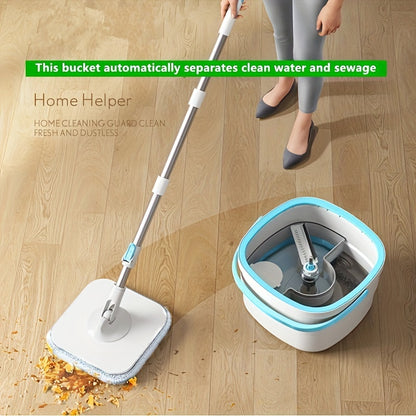 1 Set of hands-free wash mop and bucket for separating sewage, rotating floor mop for dust removal, suitable for home, kitchen, and bathroom cleaning.