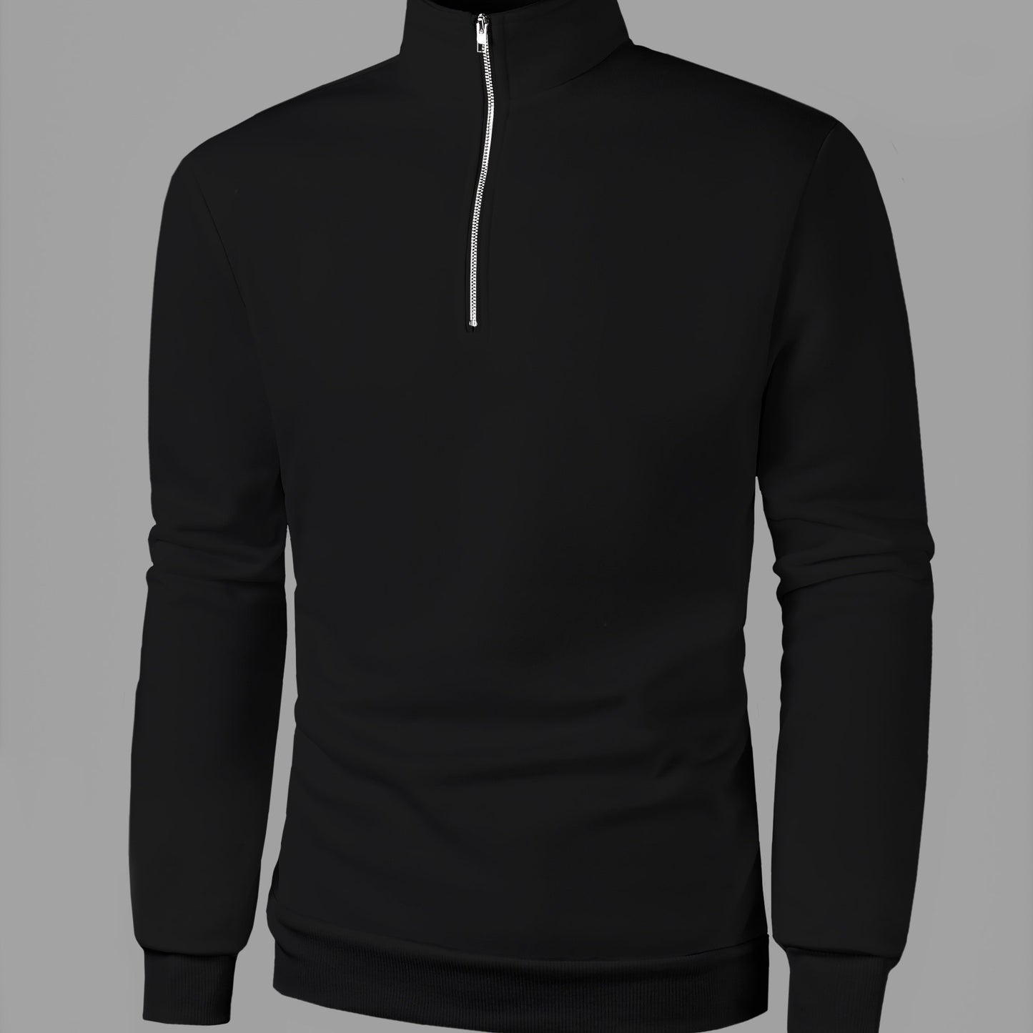 Men's cozy zippered long sleeve sweatshirt, perfect for everyday wear in spring and autumn.