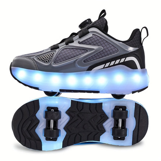 Fashionable LED light-up sneakers for kids, with adjustable brightness and breathable lining, suitable for boys and girls under 14.