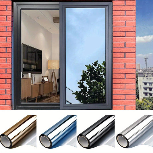 Sunshade Window Film with UV Protection and Privacy, PET Material for Easy Application, Ideal for Home and Office to Block Strong Light - Provides Insulation and Heat Control, Reflective Self-Adhesive Film