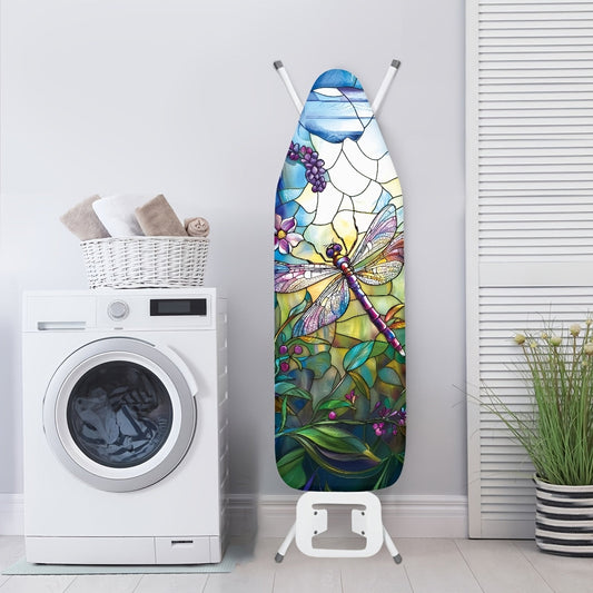 Get your vintage art dragonfly sunflower pattern ironing board dust cover with an elastic drawstring today! This cover is easy to install, heat-resistant, and includes 3 fasteners for added security after ironing.