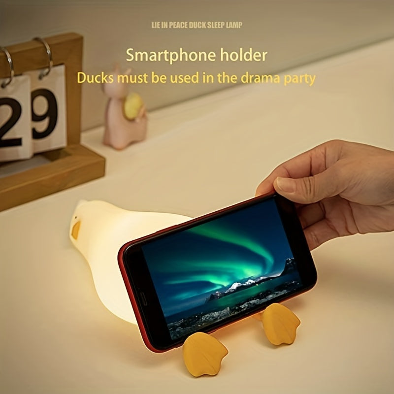 Silicone Duck LED Night Light - Dimmable & Timer-Controlled Bedside Lamp with Touch Control for Cute Bedroom Atmosphere