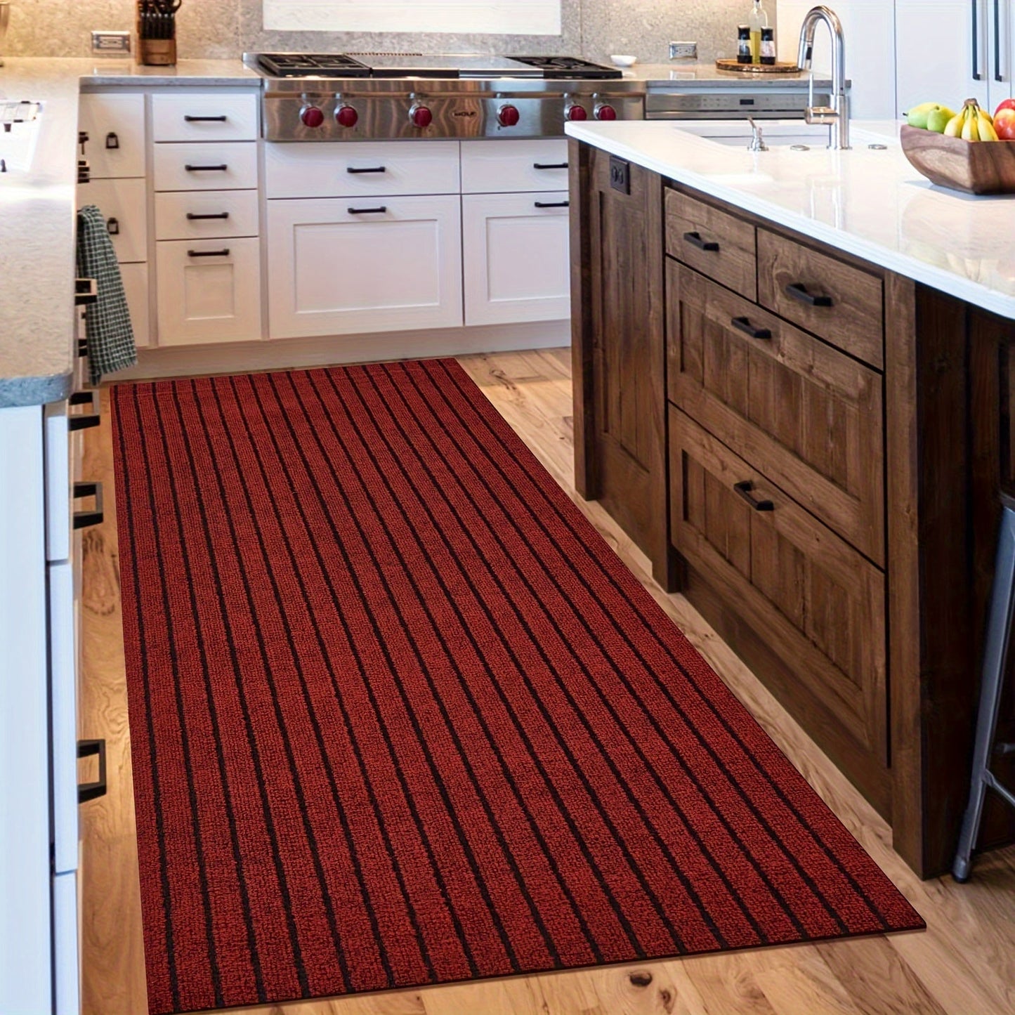 Durable Striped Entrance Mat with Rubber Backing - Non-Slip PVC Rug for Kitchen, Bedroom, Bathroom, Office - Easy-Clean, Waterproof, and Stain Resistant