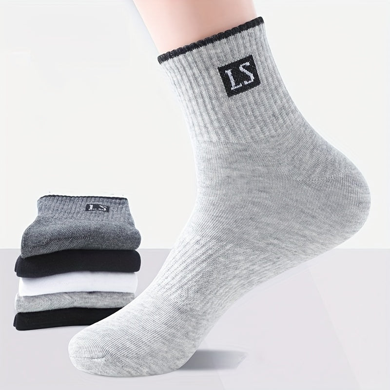 6 Men's Breathable Cotton Blend Crew Socks - Anti-Odor, Sweat Absorbent for Basketball & Sports