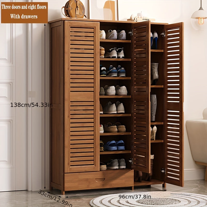 Spacious Bamboo Shoe Rack with Multiple Layers - Wall-Mounted Storage Unit for Entryway and Living Room