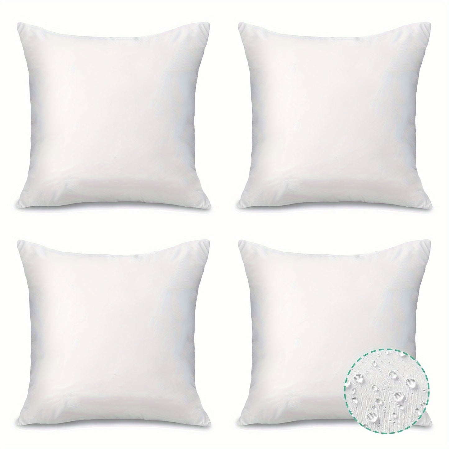 1 box of 4 waterproof outdoor throw pillow cores, white with zipper, perfect for courtyard or indoor use.