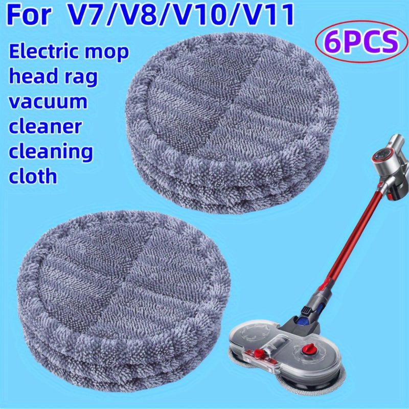 Microfiber mop pads come in a pack of 6 and are designed to fit V6, V7, V8, V10, V11, V12, and V15 electric mop heads. These pads are suitable for wet or dry cleaning and are easy to install as replacement floor cleaning cloths.