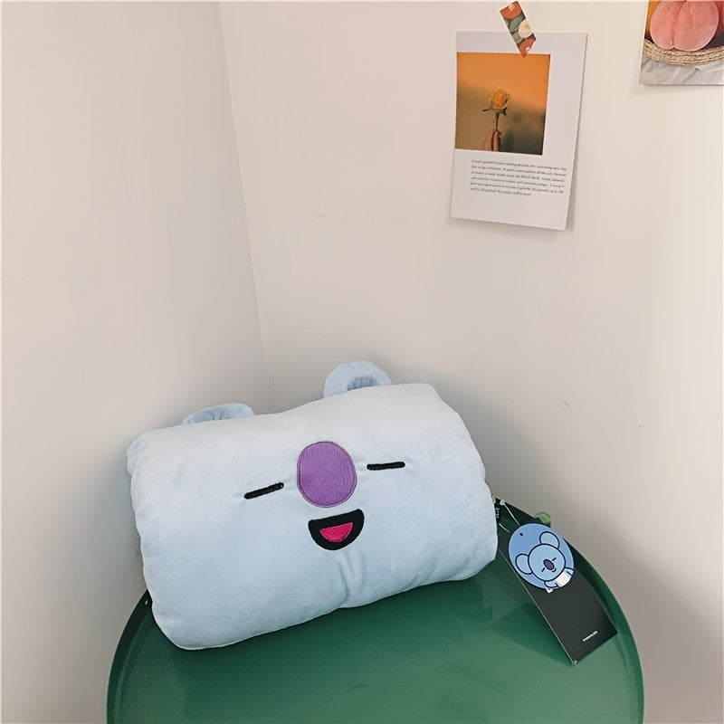 1pc Cute Cartoon Plush Toy - Foldable Hand Warmer & Pillow, Washable Polyester, Great for Home, Office, Travel, and Gifts.