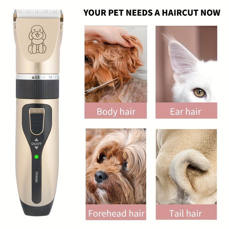 Professional Pet Grooming Kit - Quiet Cordless Hair Trimmer with USB Rechargeable Battery, Safe for All Pets