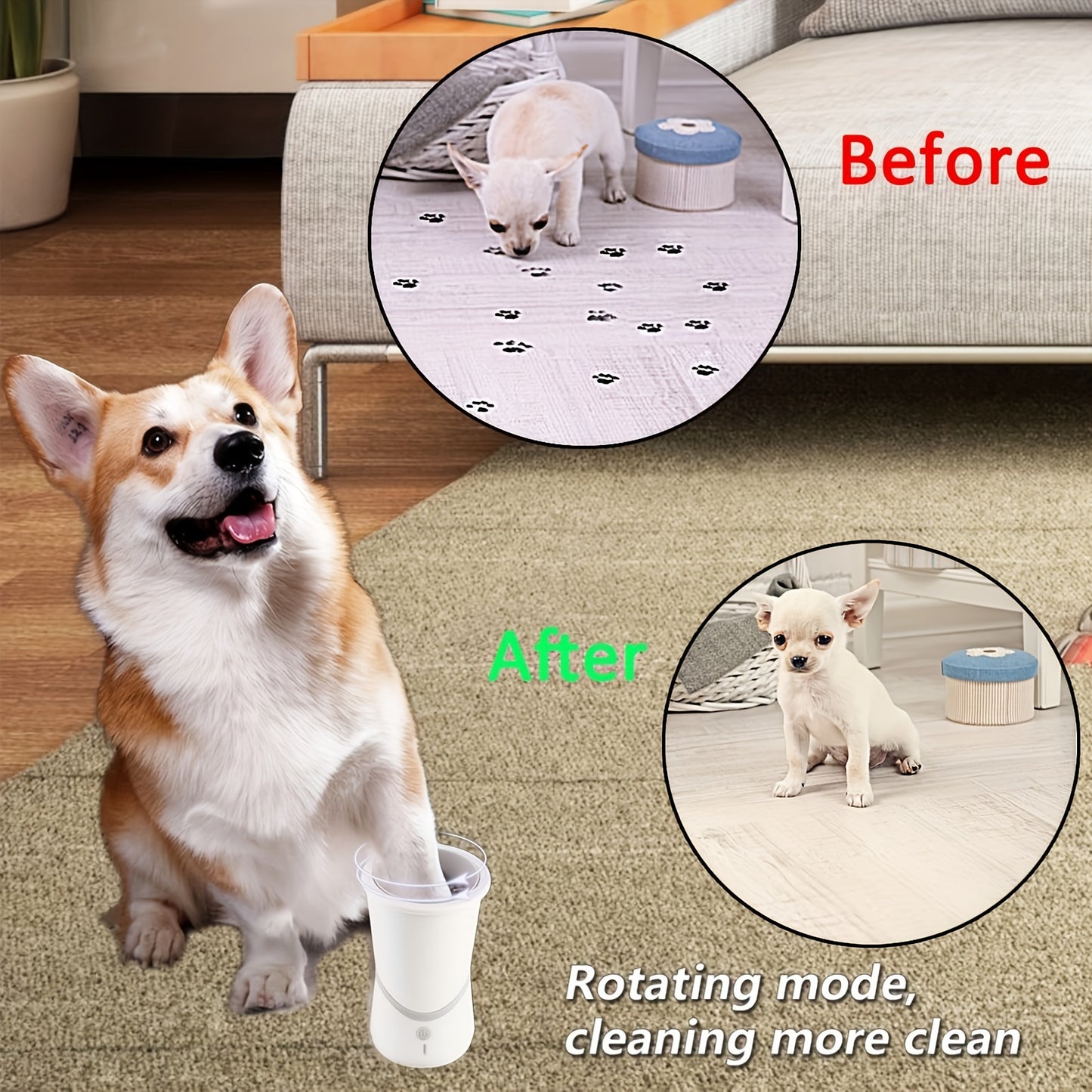 Convenient and user-friendly dog paw cleaner.