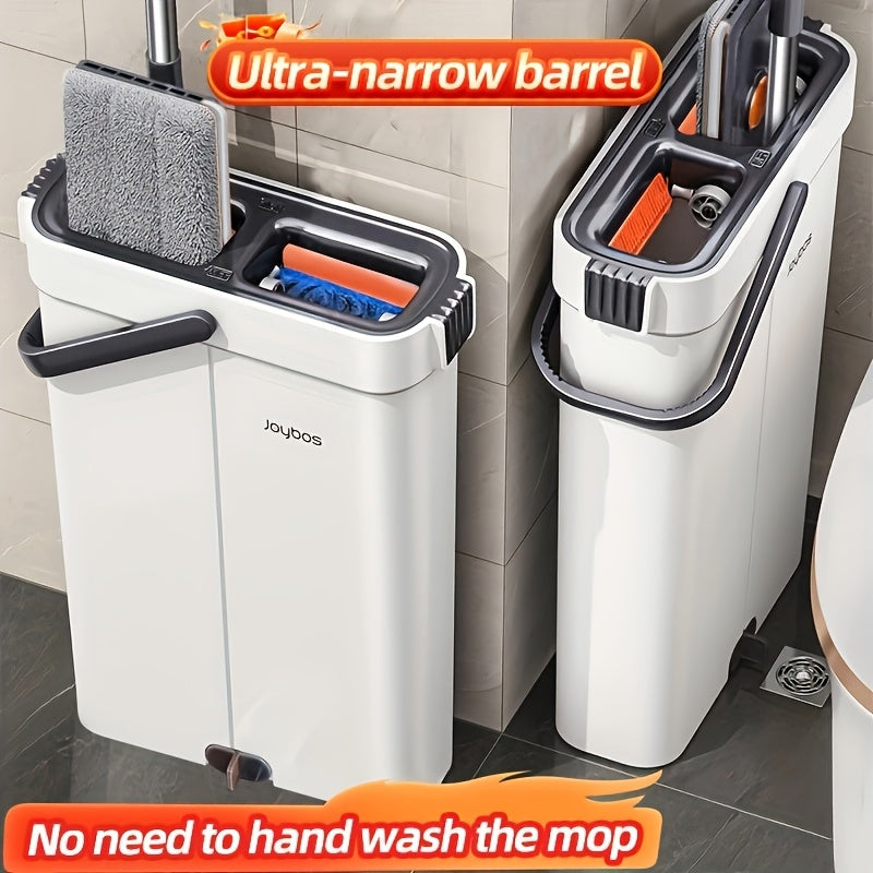 Introducing the Joybos Complete Mop & Bucket Set! This convenient set allows for hands-free washing and can be used for both dry and wet cleaning. It comes with 3 reusable microfiber pads, making it perfect for floors, yards, and bathrooms. This set also