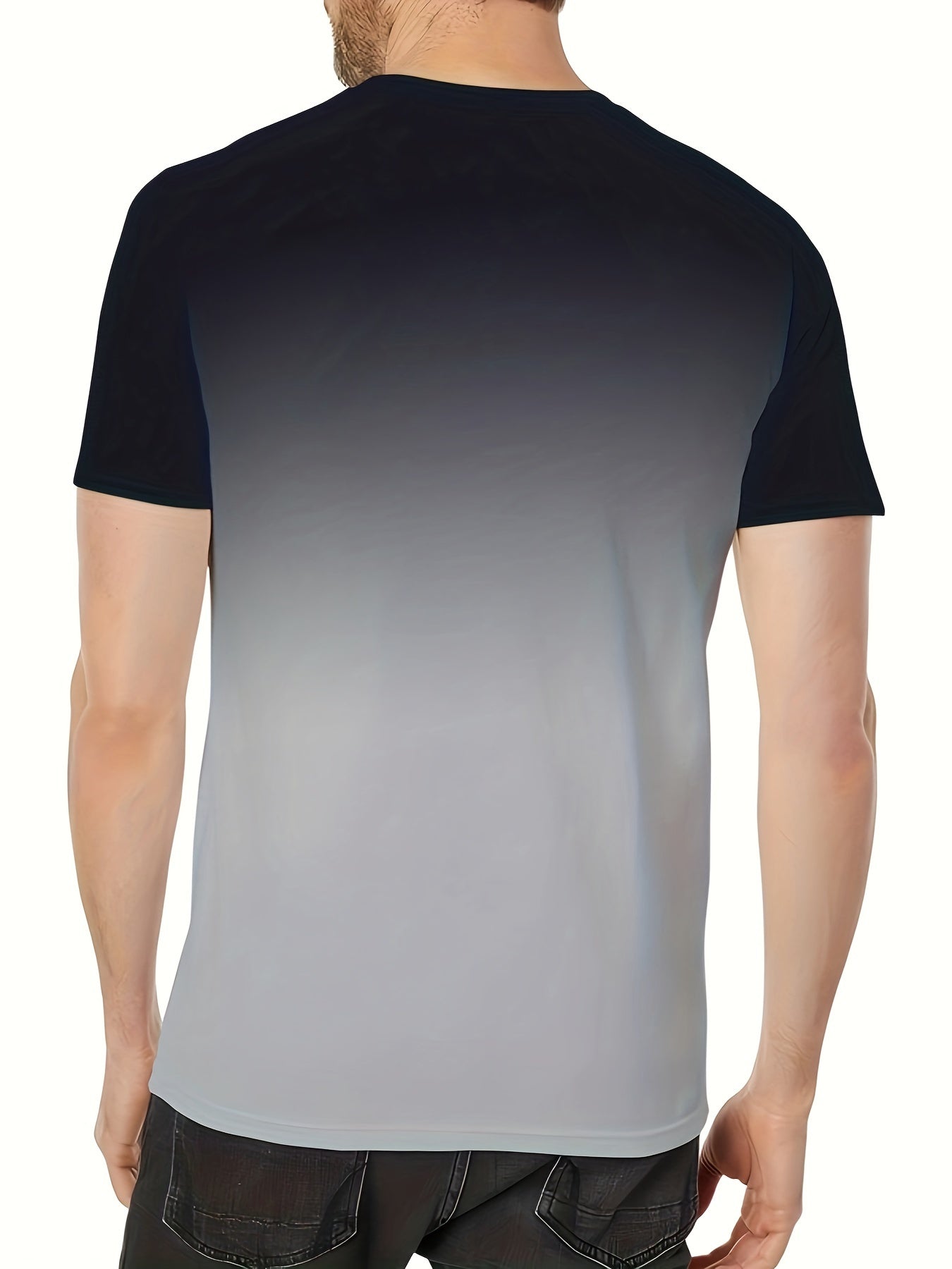 Men's trendy casual 3D print T-shirt with geometric pattern, made of polyester, in a regular fit with knit fabric.