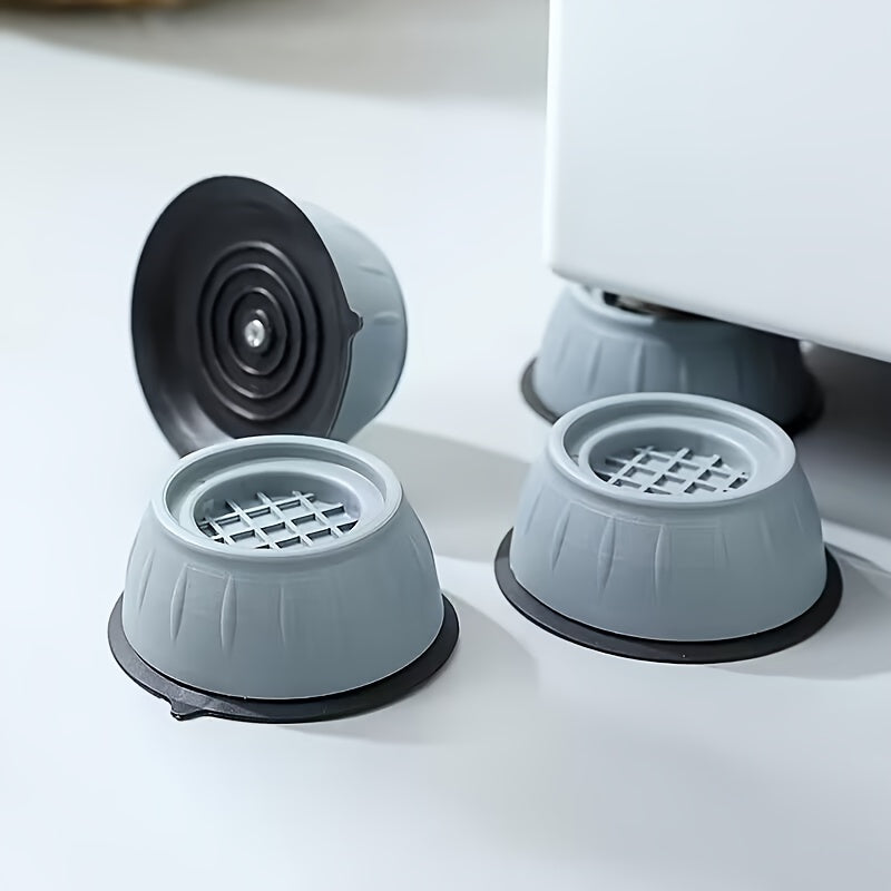 Set of 4 Anti-Vibration Washing Machine Support Feet - Features Matte Metal and Plastic Noise Reduction Pads - Ensures Shock Absorption and Moisture Resistance - Provides a Non-Slip Base for Refrigerators and Laundry Appliances.