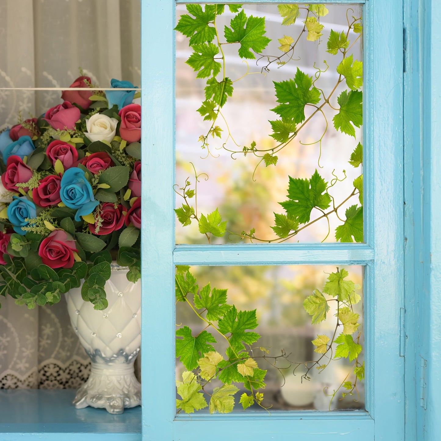 This is a static cling window sticker for home decor with a maple leaf design that can be easily removed.