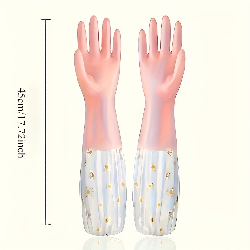 These heavy-duty PVC cleaning gloves are waterproof, slip-resistant, and perfect for washing dishes. Versatile enough to use in kitchens, laundry rooms, bathrooms, toilets, living areas, and bedrooms, they offer a waterproof rating for added durability.