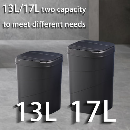 The 13L/17L intelligent induction trash can is versatile for use in the living room, kitchen, and bathroom.