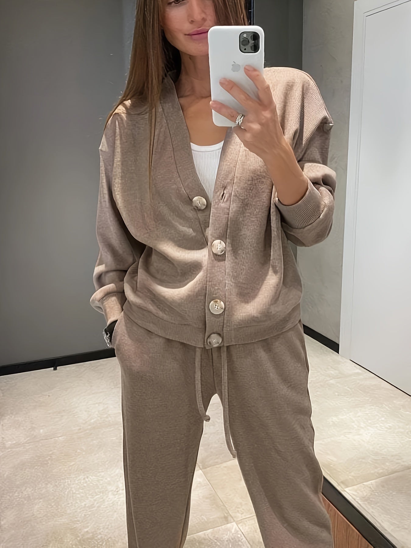 Women's Loose-Fit Long Sleeve Top and Pants Outfit