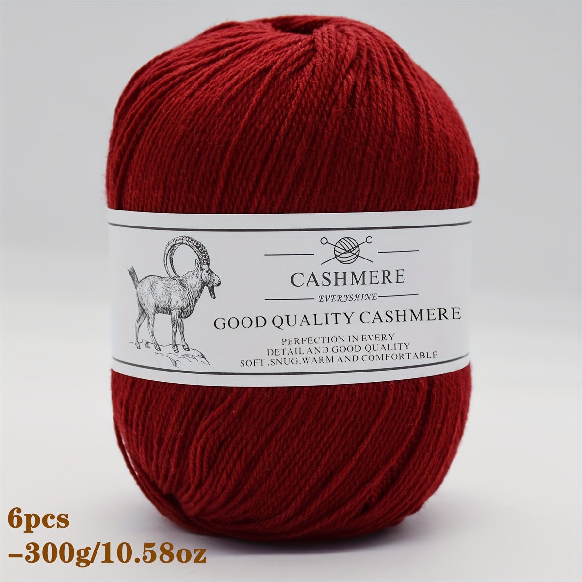 6-Pack Luxurious Cashmere Yarn for Knitting and Crocheting - Soft, Warm, Durable 80% Cashmere 20% Acrylic Blend - Perfect for Sweaters, Pants, Gloves, Hats, and DIY Crafts - 1.76oz Each